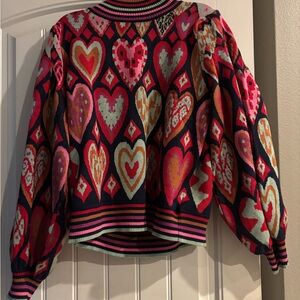 Colorful Heart Patterned Sweater